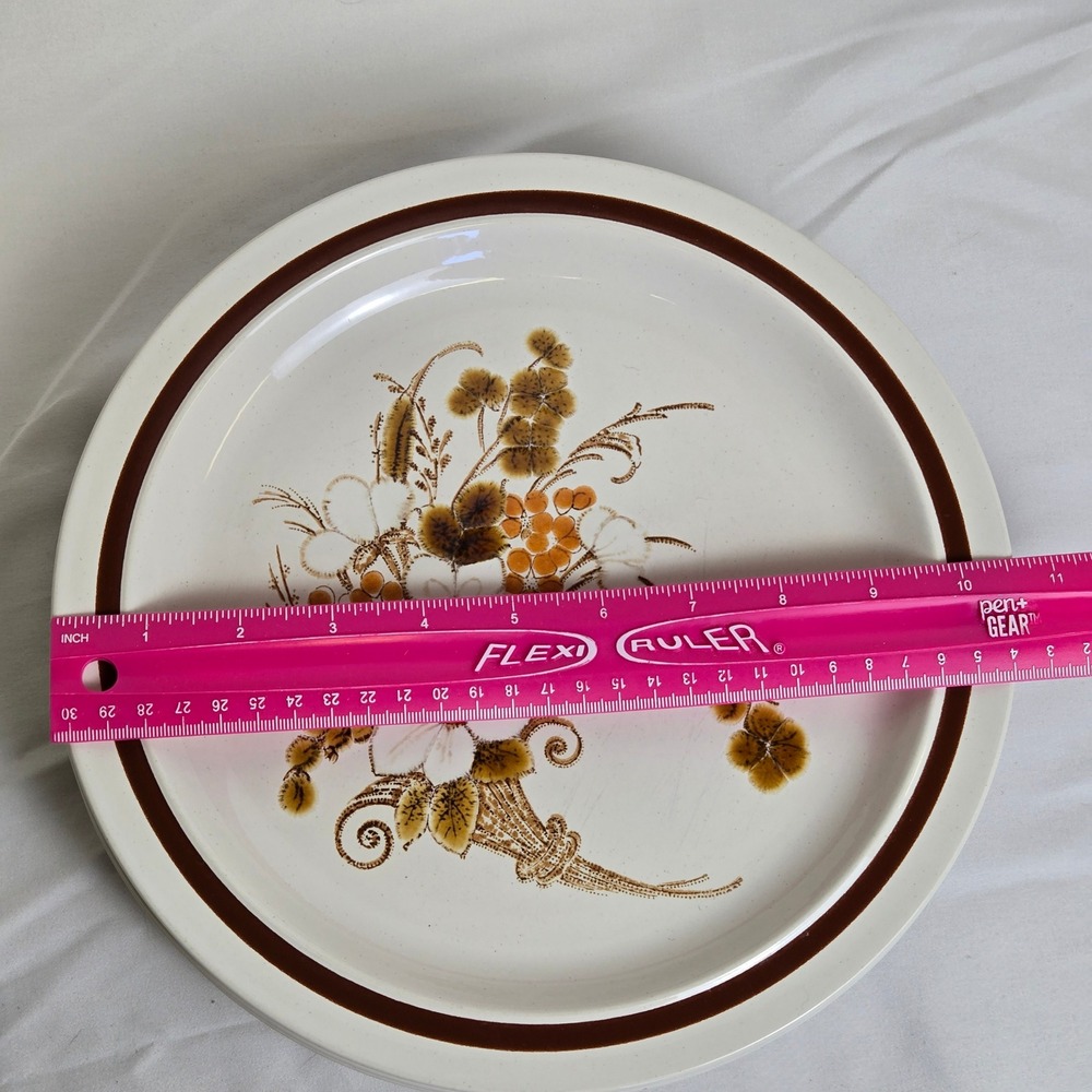 Set of 4 Four Seasons Dinner Plates Autumn Bouquet Stoneware 10.75" Vtg Japan - Picture 3 of 12